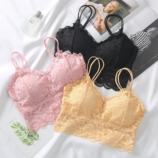 Lace Bralettes for Women Push Up Lingerie Padded Lace Bandeau Bra