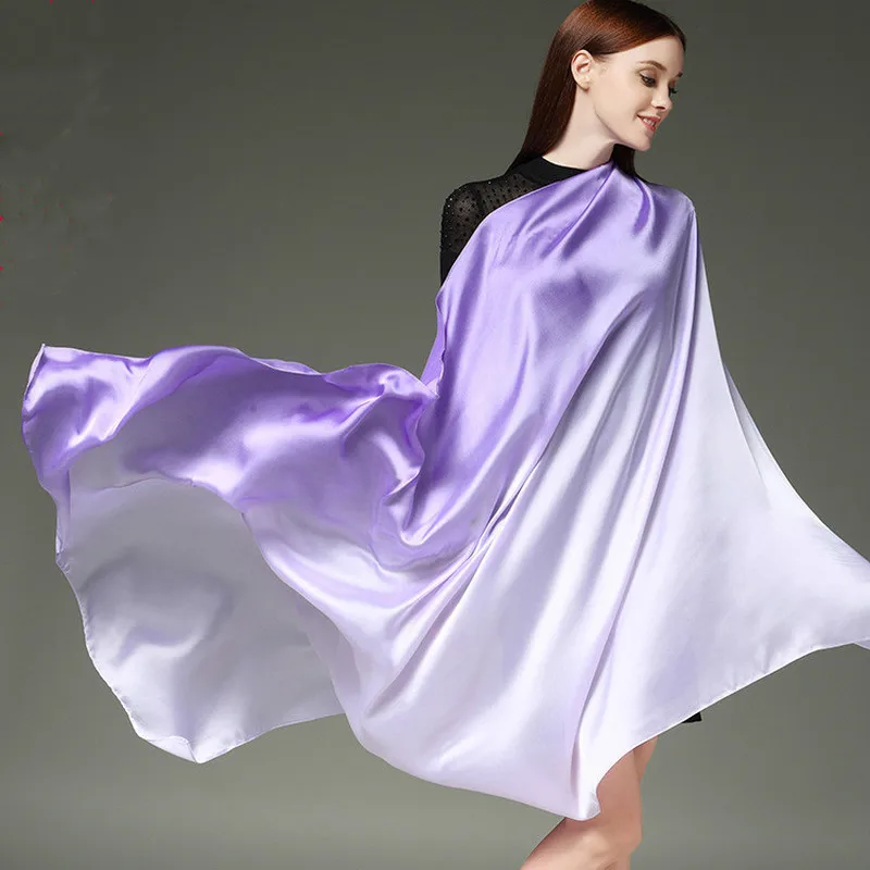 

2020 Summer New Imitation Silk Long Section Gradient Silk Scarf Wild Gauze Scarf Shawl Women Plus Size Infinity Scarf