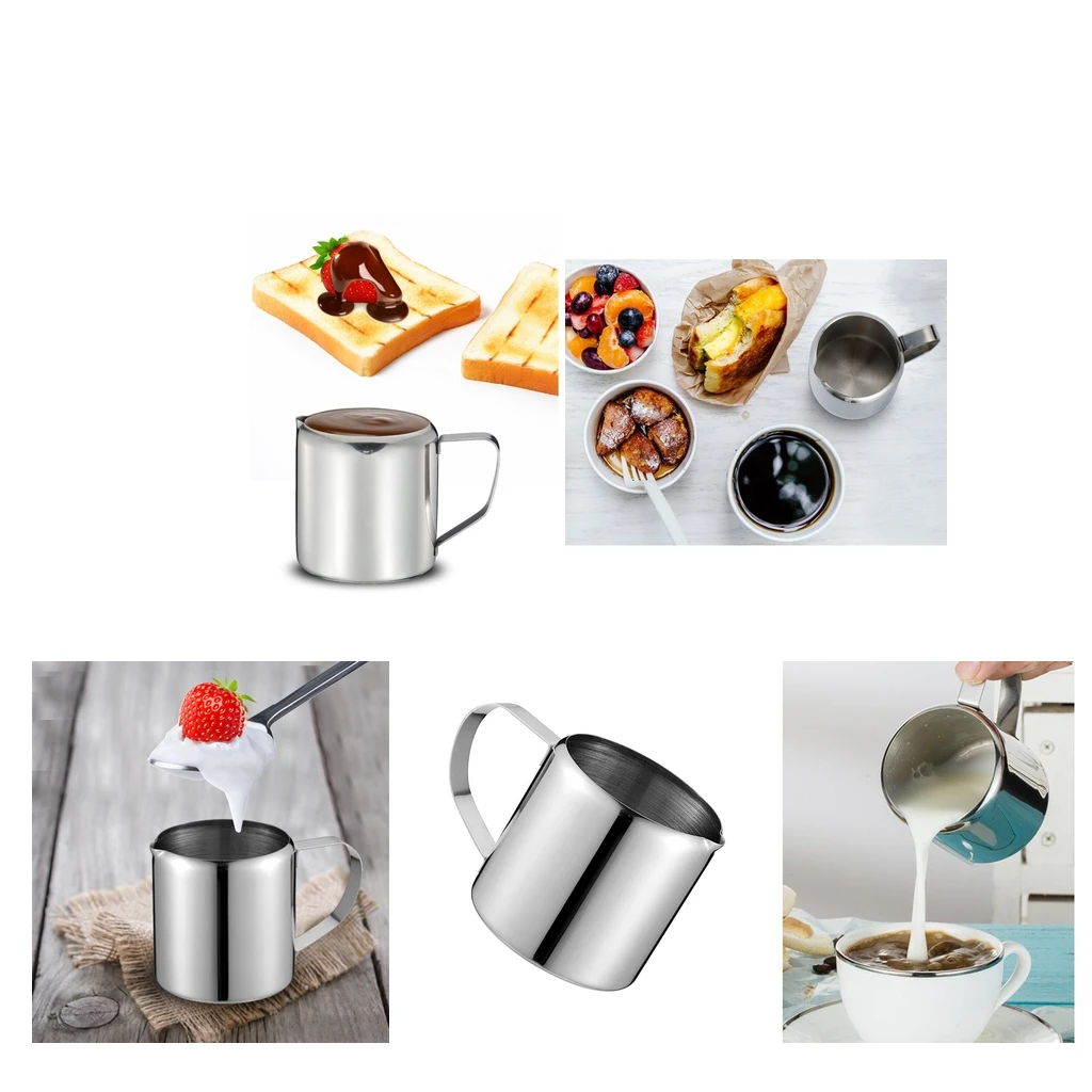 2-Pack of Milk Frothing Pitchers Stainless Steel Milk Pitcher 1oz & 2oz for Coffee Espresso Maker Milk  - Silver
