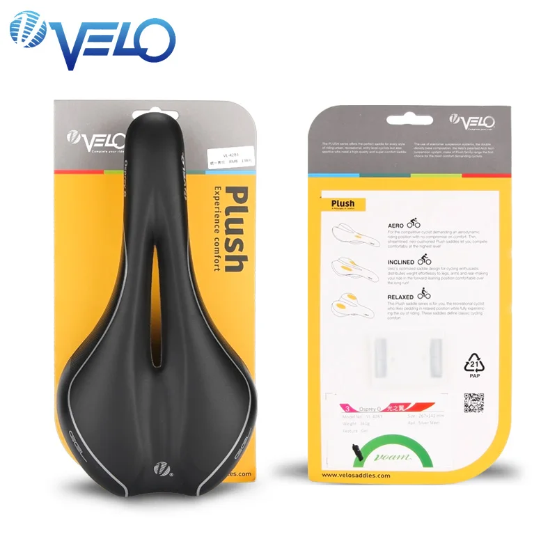 Black Velo гелевое велосипедное седло, сиденье для шоссейного горного велосипеда, Подушка на заднее сиденье для мужчин и женщин, дышащее комфортное велосипедное седло - Цвет: Black