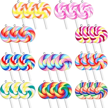 

Colorful Lollis Clay Pendant Candy Lolli Charms for DIY Handmade Crafts (30 Pieces)