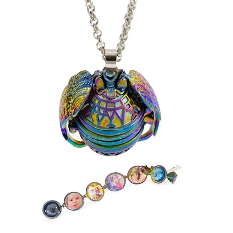 2020 New Magic Photo Pendant Memory Floating Locket Necklace Plated Angel Wings Box Fashion Expanding Necklaces Creative Gifts