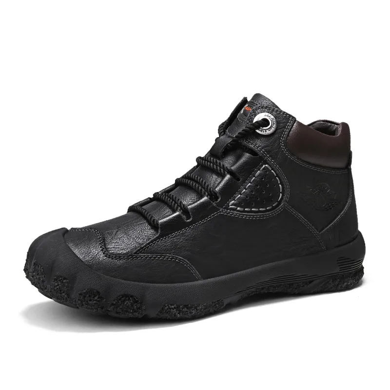 Phragmites/зимние ботинки; zapatillas hombre; Новое поступление; осенние мужские ботинки; нескользящие рабочие ботинки с круглым носком; botines mujer - Цвет: Черный