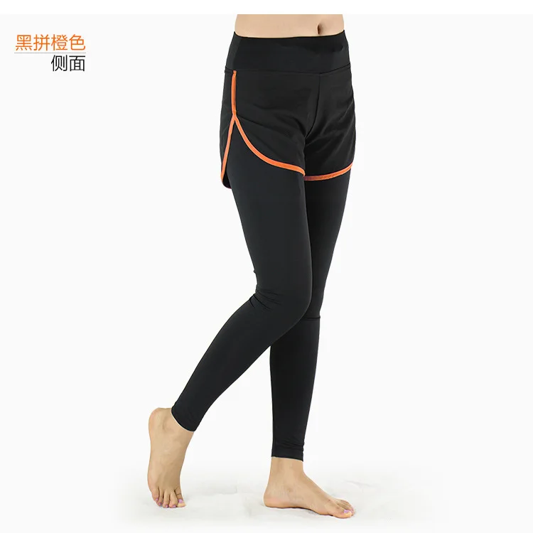 Black and orange Спортивные быстросохнущие тренировочные штаны, штаны для йоги, обтягивающие штаны безопасности, женские штаны Y953 для гимнастики и танцев - Цвет: Black and orange