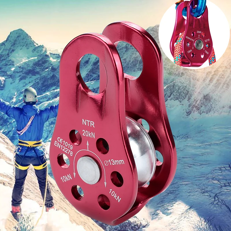 Pulley Climbing Pulley Cableway Mountaineering Outdoor 20KN Fixed Pulley Heart Transport Rappelling Rope