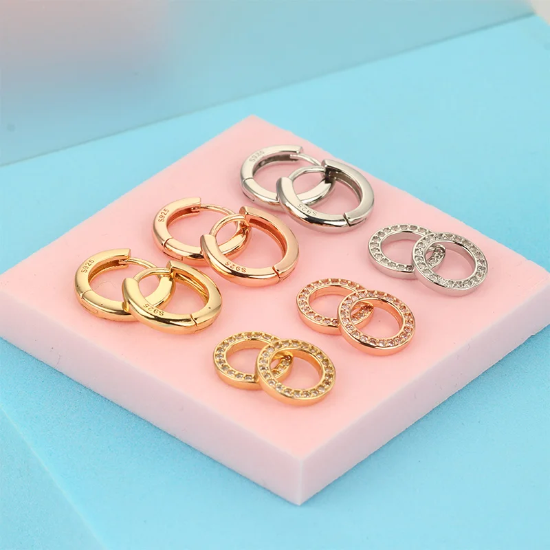 Summer New 925 Sterling Silver Hoop Earrings Original For Women Luxury Fashion Jewelry Party Rose Gold Huggie Earring 2021 Trend