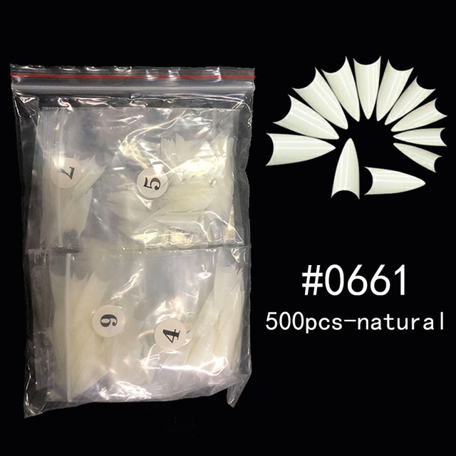 False Nails Stiletto Claw Tips Half Cover Sharp Nails Manicure Acrylic UV Gel Natural Color Long  Fake Nails #0~9size