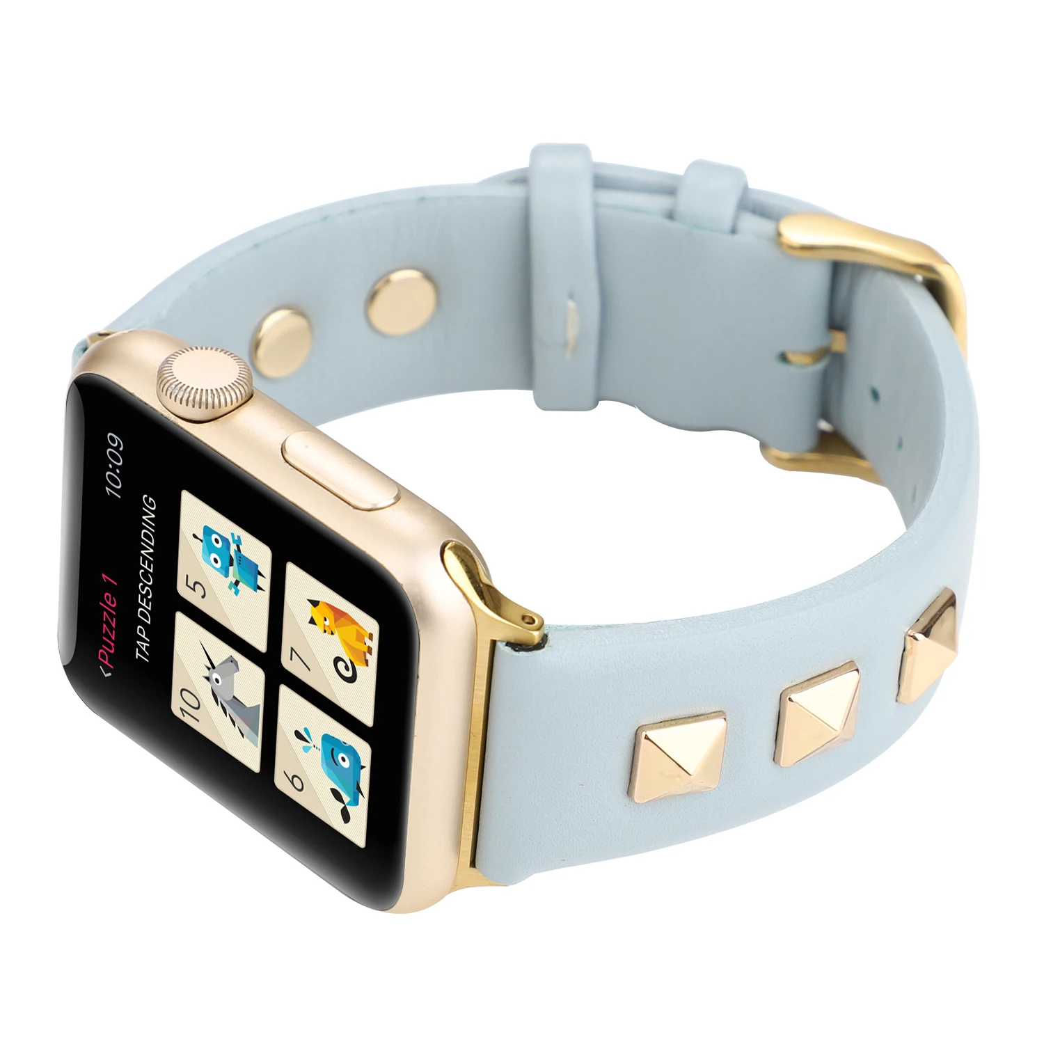 3D на ремешке с заклепками для наручных часов Apple Watch 4 5 Группа 44/40 мм в стиле панк из