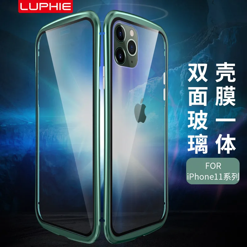 

Metal Frame Magnetic Case For iPhone 11 Pro Max Case Double Tempered Glass Shockproof Cover for iPhone 11 Pro Max 2019 Coque