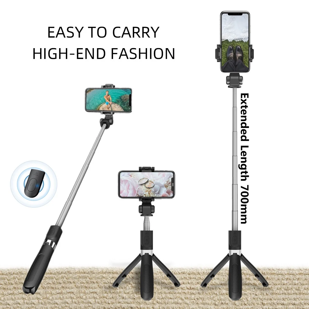 Nuevo L06S inalámbrico Bluetooth Selfie Stick trípode extensible Monopod con Bluetooth para smartphone