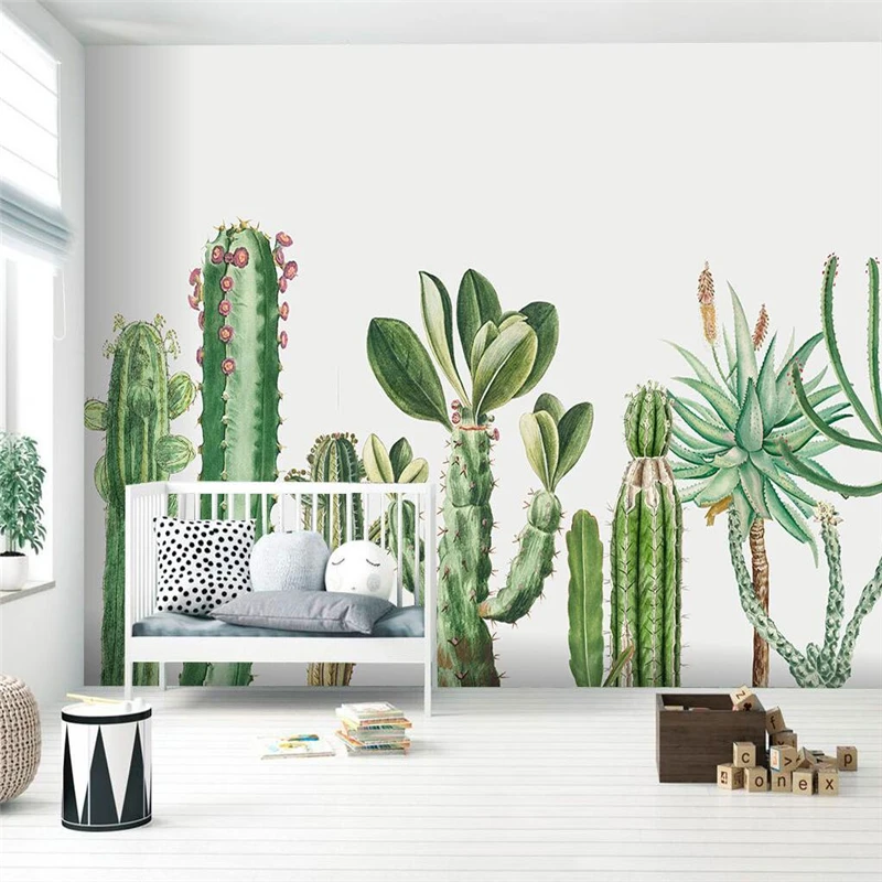 beibehang custom Nordic small fresh medieval plant cactus background wall paper living room TV interior 3d photo mural wallpaper калька cactus cs tr95 a4250 250л a4 90г м2