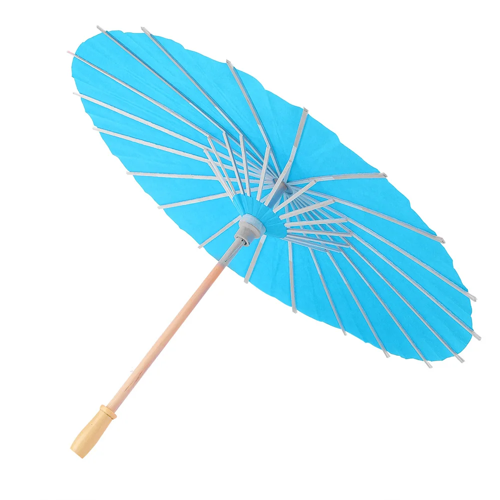 60cm Chinese Japanese Style Blank Paper Umbrella Wooden Handle Craft