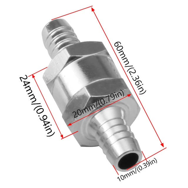 One Way Fuel Non Return Check Valve Petrol Diesel Aluminium Alloy For