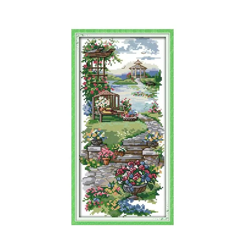 A tranquil path cross stitch kit flowers 14ct 11ct count print canvas stitching embroidery DIY handmade needlework plus | Дом и сад