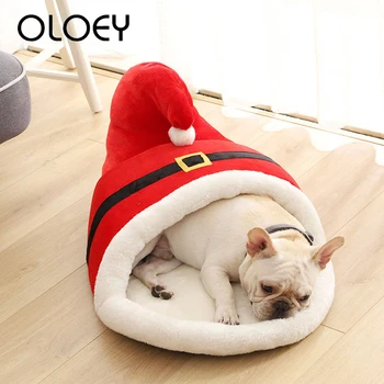 

Sleep Luxury Soft Plush Dog Bed Round Shape Sleeping Bag Kennel Cat Puppy Sofa Bed Pet House Winter Warm Beds Cushion Cat Bed