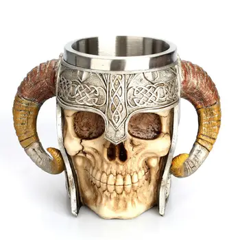 

550ml Skull Horn Stainless Steel Coffee Beverage Mug Beer Cup Unique Gift Home Party Decor