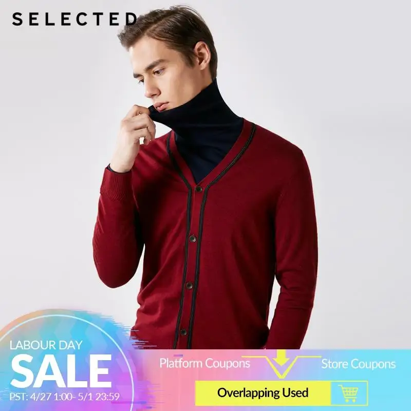 

SELECTED 100% Wool Long-sleeved Cardigan Pullover Sweater Men's Knitted Clothes T | 419124529