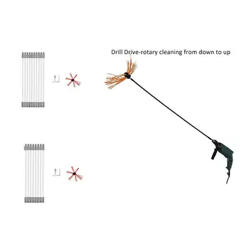 

8m/10m Kit Universal Nylon Chimney Brush-Electrical Drill Drive Sweeping Cleaning Tool Kits With Reinforced Nylon Flexible Rods