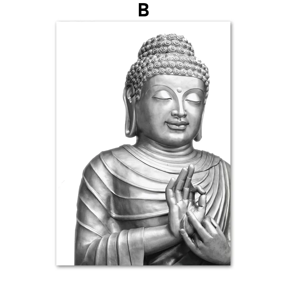 Wall-Art-Canvas-Painting-Statue-Buddha-Shakyamuni-Black-White-Nordic-Posters-And-Prints-Wall-Pictures-For (2)