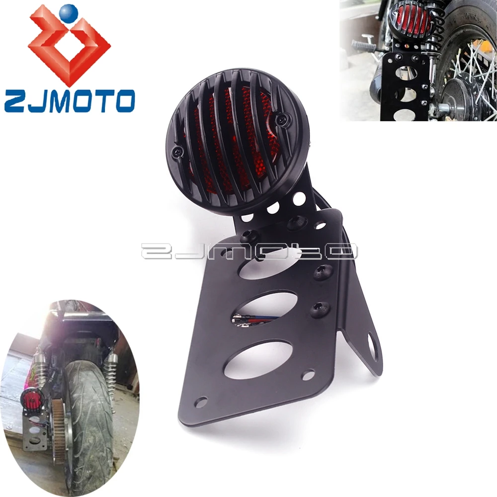Per Harley Xl 1200 883 Sportster Dyna Cafe Racer Moto Retro Fanale Posteriore Montaggio Laterale Staffa Targa Griglia Lampada Freno