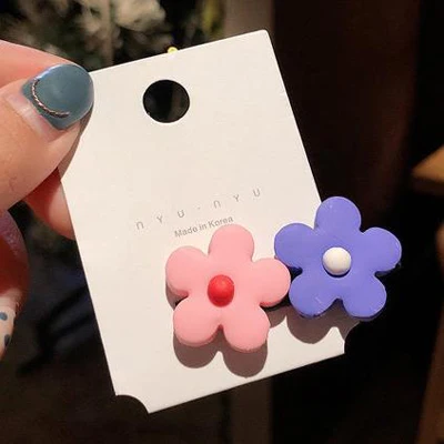 Pink Purple 1 шт. Новые солнечные Цветочные Шпильки милые Мультяшные зажимы для волос карамельный цвет Заколки модные аксессуары для волос для женщин девочек - Цвет: Pink Purple