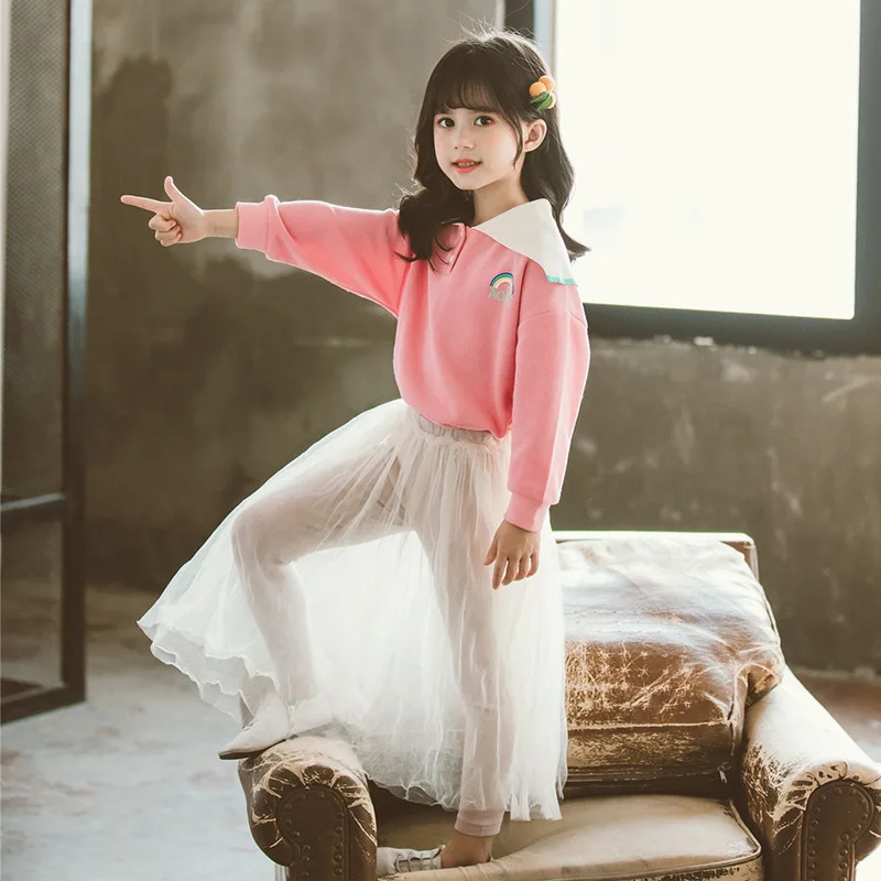 

2020 Spring And Autumn Girls New Style Korean-style Two-Piece Set chao yang Gas Big Boy Contrast Color Thread Collar Hoodie Culo