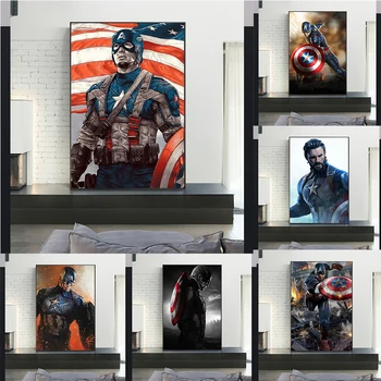 

Captain America Avengers Superhero Poster Wall Art Movie Poster Home Decor Painting Home Decor living canvas print No Frame