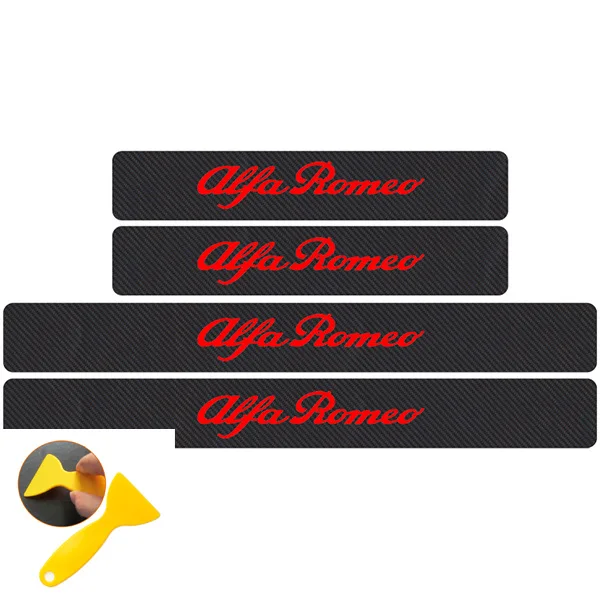 Black red Car accessories 4pcs Carbon Fiber Door Sill Protector Stickers Decals For alfa romeo 159 147 156 giulietta mito Nheadres - Название цвета: Black red