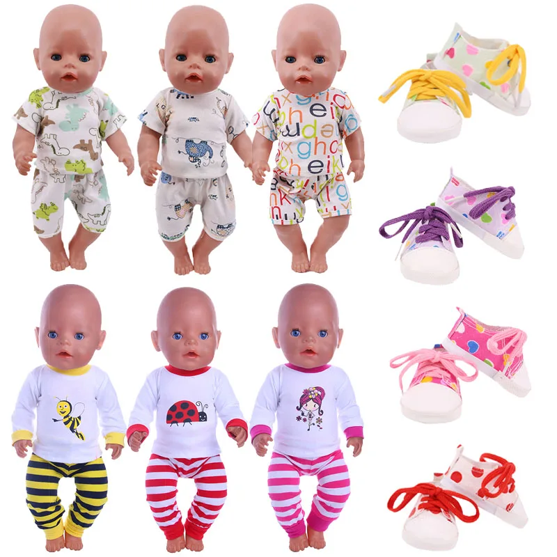 1 Sets Two-Piece Suits Striped Animal Clothes For 18Inch American OG & 43Cm New Born Baby Doll Clothes, Generation Girl's Gift 3 sets early education animal puzzle plaything boy puzzles for kids ages 3 5 wood 2 year old