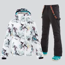 GSOU, женский лыжный костюм, сноуборд, куртка, брюки, ветрозащитная, водонепроницаемая, для улицы, спортивная одежда, женская, супер теплая одежда, брюки