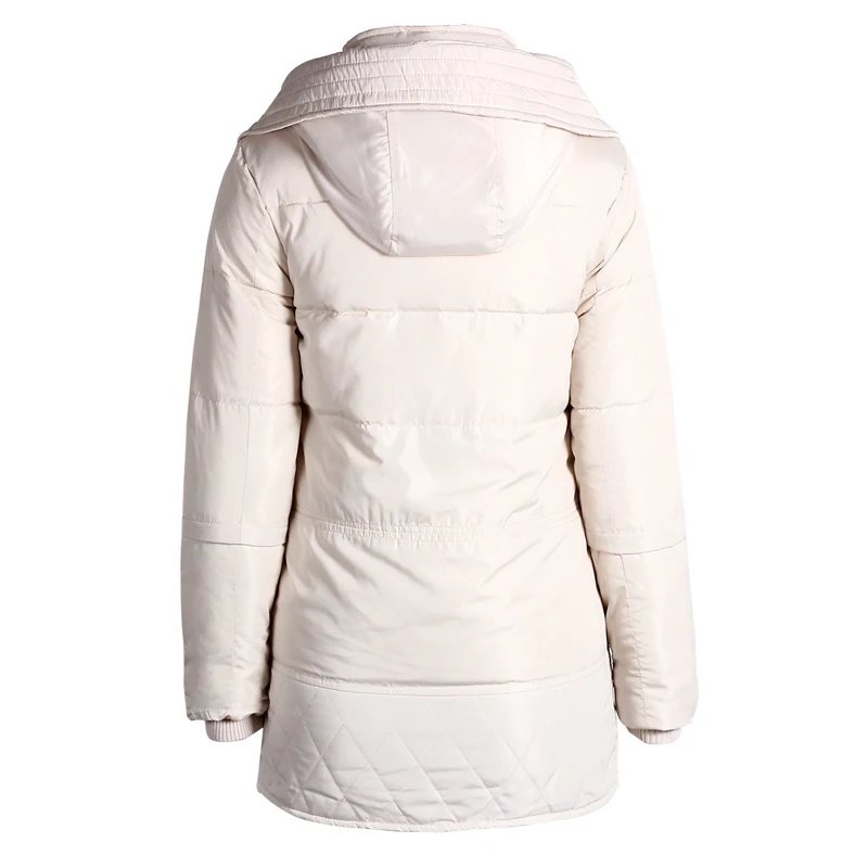 Женская зимняя теплая хлопковая стеганая куртка с капюшоном пальто средней
