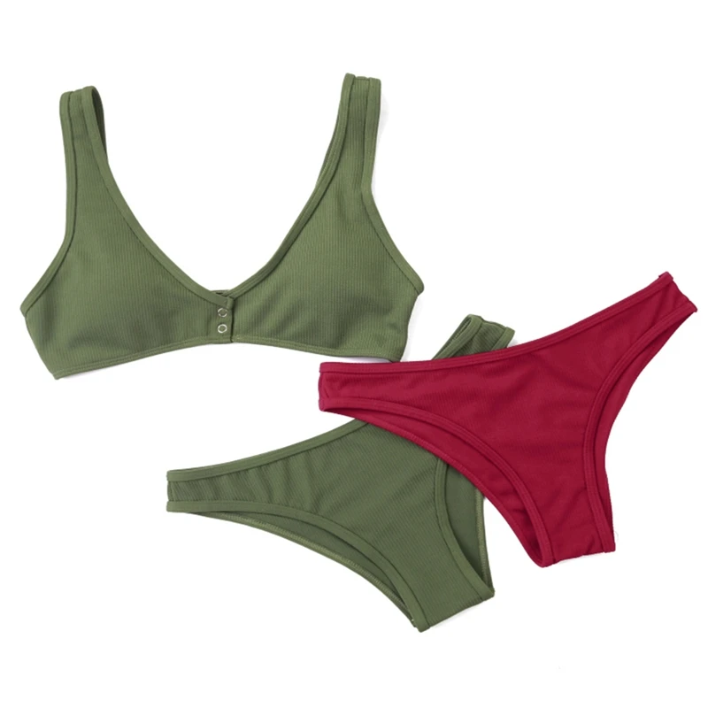 

Brazilian Bikini Set Sexy Solid Color Low Waist Swimwear Women Biquini Bathing Swimsuit Tankini Suit micro bikini