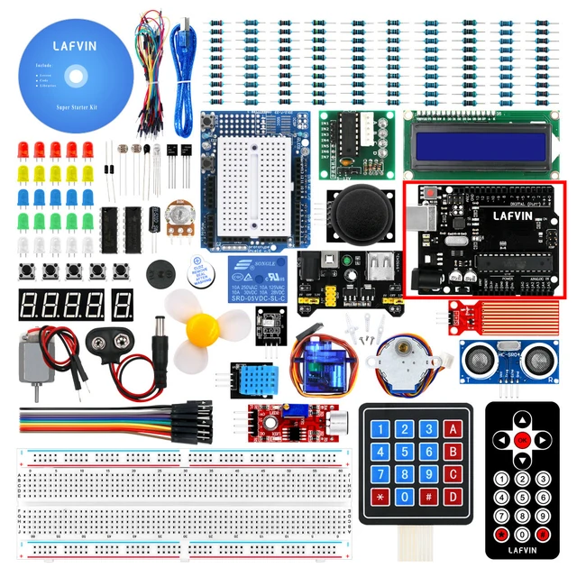 Lafvin Super Starter Kit For Arduino Uno R3 Uno R3 Breadboard Step Motor Sg90 Servo 1602 Lcd Jumper Wire Cd Tutorial Integrated Circuits Aliexpress