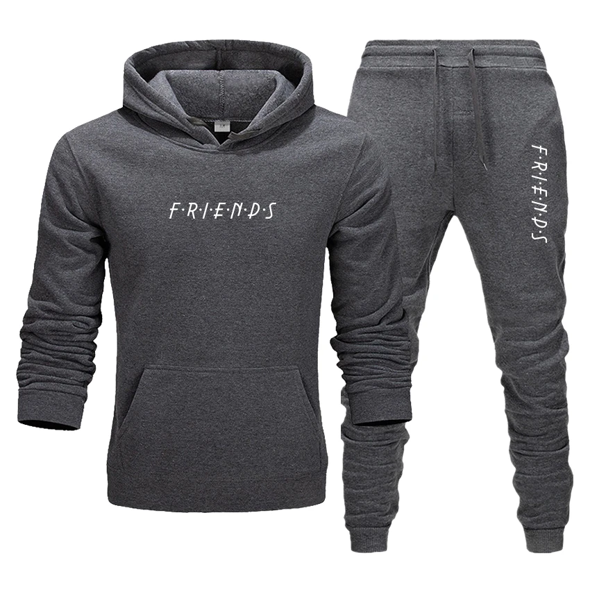 Sudadera con y pantalones, ropa deportiva con de amigos en inglés, chándal para correr, conjunto deportivo informal para Otoño e Invierno para para hombres| -