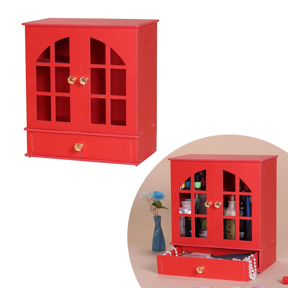 

Desk Set Wood Makeup Organizer Organizador Case Closet Desktop Cosmetic Holder Tray Drawer Closet Jewlry Storage Box Container