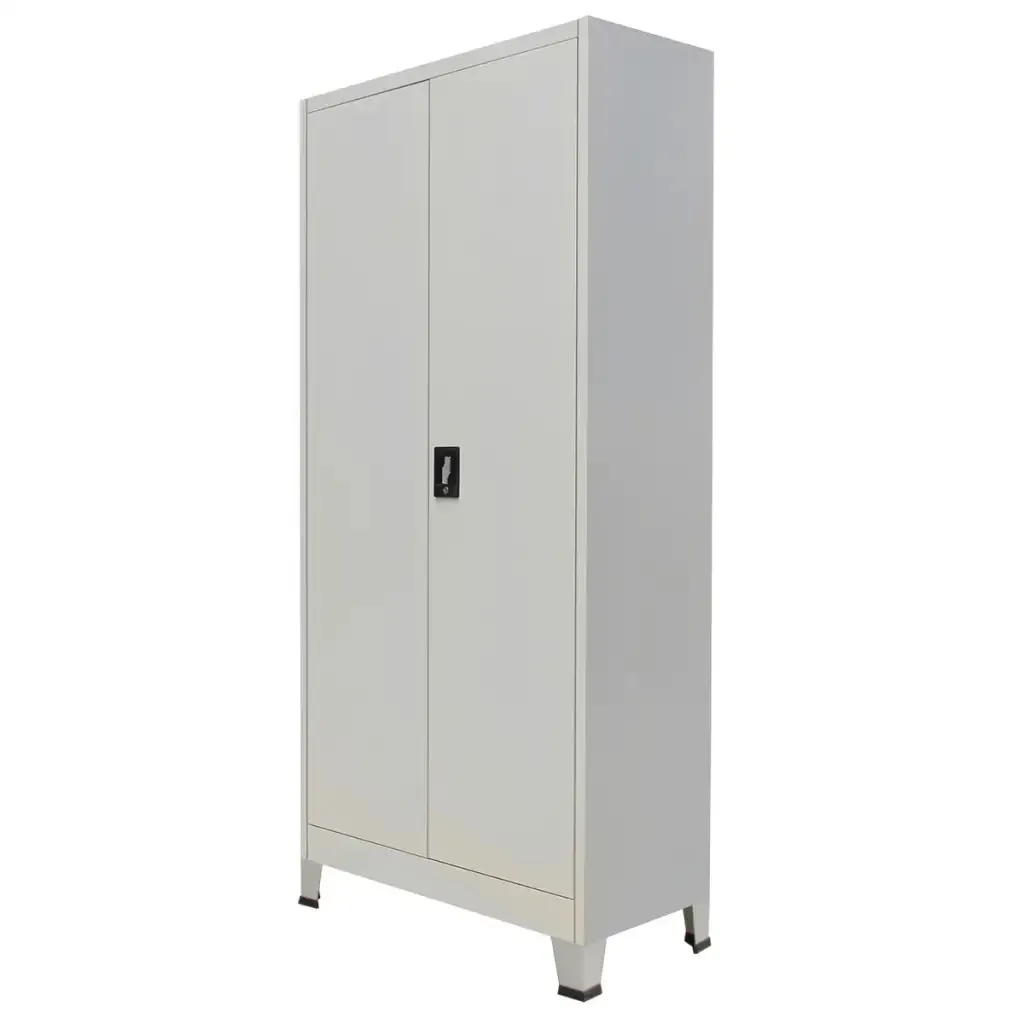 

VidaXL Gray Typical Office Filing Cabinet With 2 Doors Durable Steel High-Quality Steel Material Office Cabinet 90x40x180 cm