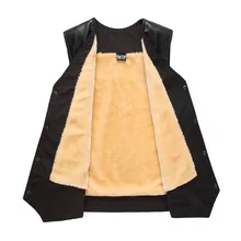 Мужской жилет из искусственной кожи, большой размер, Толстый жилет среднего возраста, Толстый жилет, зимний жилет