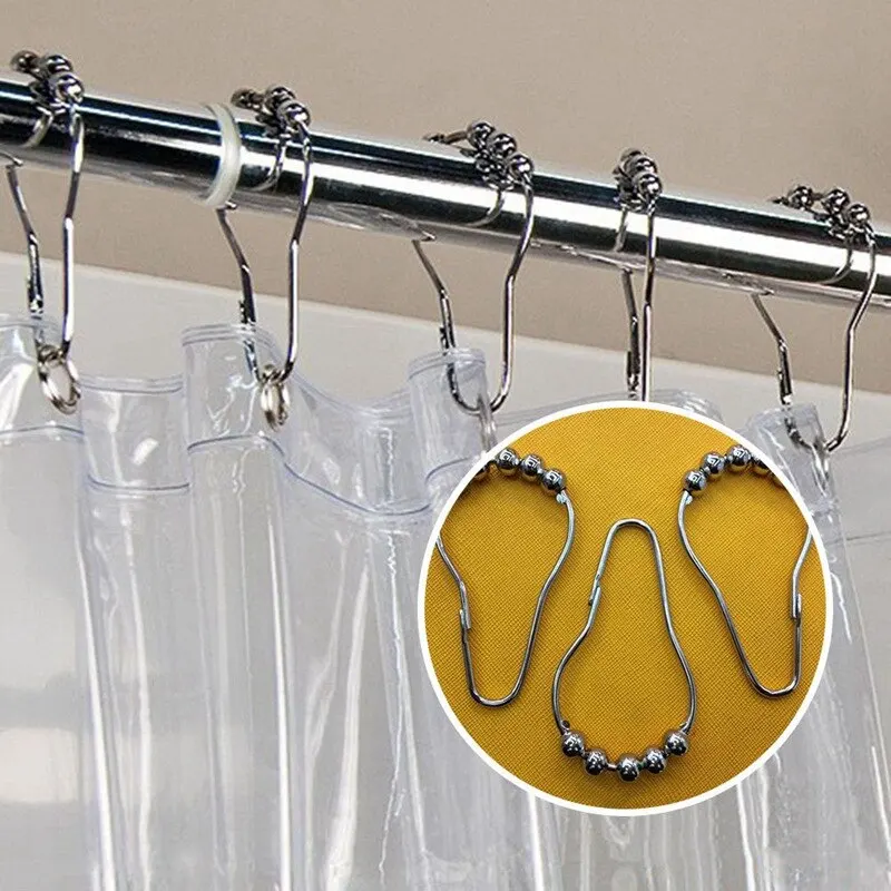 

12Pcs/Lot Bathroom Accessories Five Beads Gourd Shaped Hook Metal Anti Rust Shower Curtain Hooks