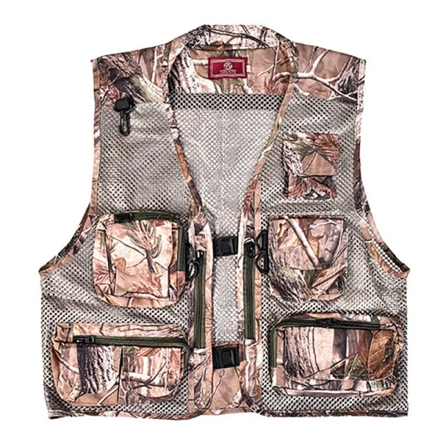fishing vests Waistcoat Quick Dry Multifunction Camouflage Polyester Fishing Clothing Multi-Pocket Hunt Hike Fisherman Clothes - Color: S