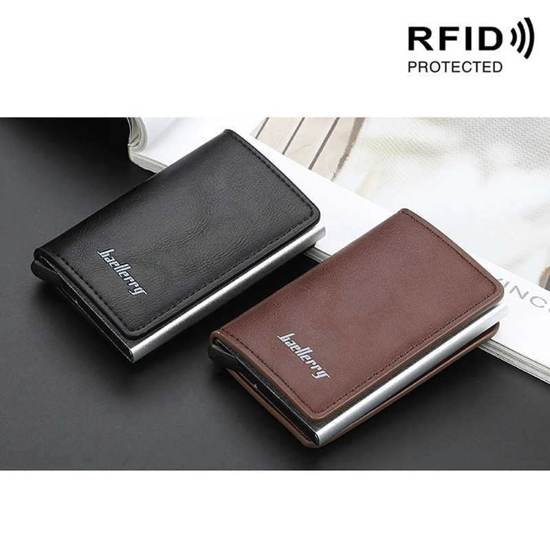 Бизнес Rfid держатель для карт мужские кошельки сумка для денег Мужской винтажный короткий кошелек маленькие кожаные тонкие бумажники для мужчин мини кошелек Тонкий