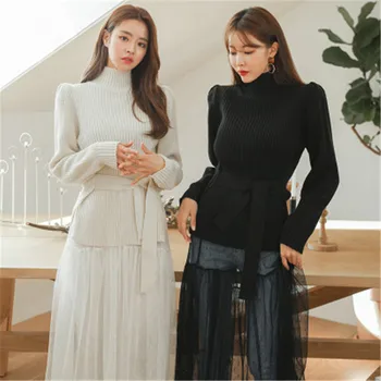 

2020 New Arrival Winter Sweater Elegant Solid Simple Korean Style Basic Sweater Cardigans for Ladies Elegant Minimalist Sweater
