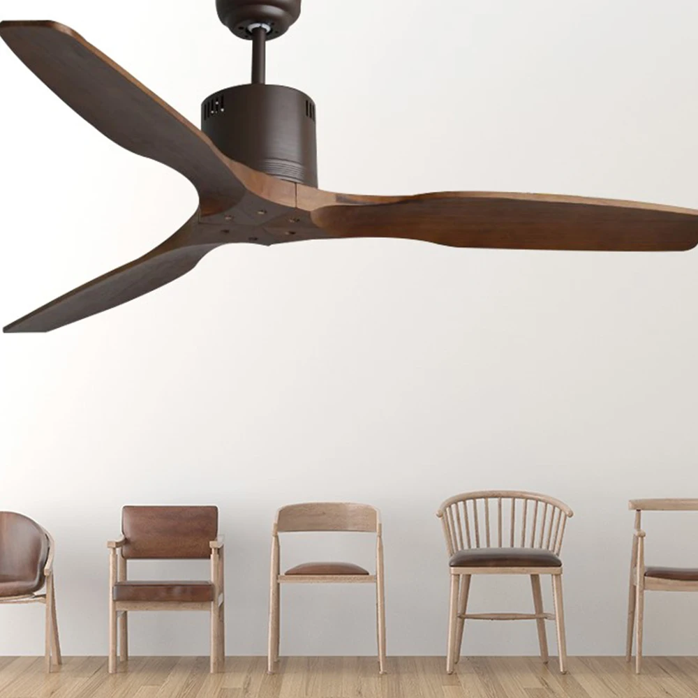 European Luxury Ceiling Fan With Remote Control 3 Wooden Blades