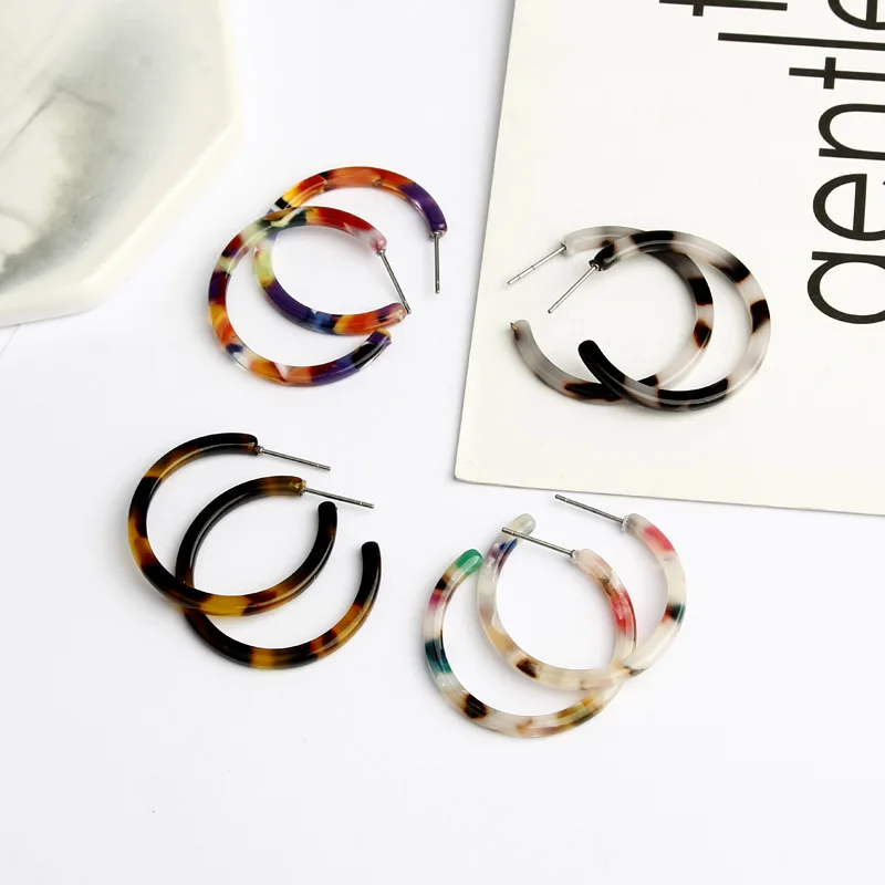 

Multi-color Geometric Round Big Circle Acrylic Statement Long Drop Earrings Acetic Acid Stone Earrings For Women Girl Kolczyki