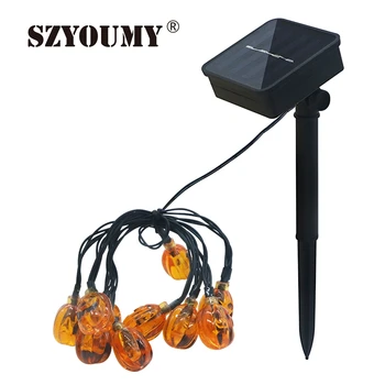 

SZYOUMY Party Decoration Waterproof Solar Powered Lighting Indoor Outdoor Garden Fairy Holiday Halloween Ghost Pumpkin String