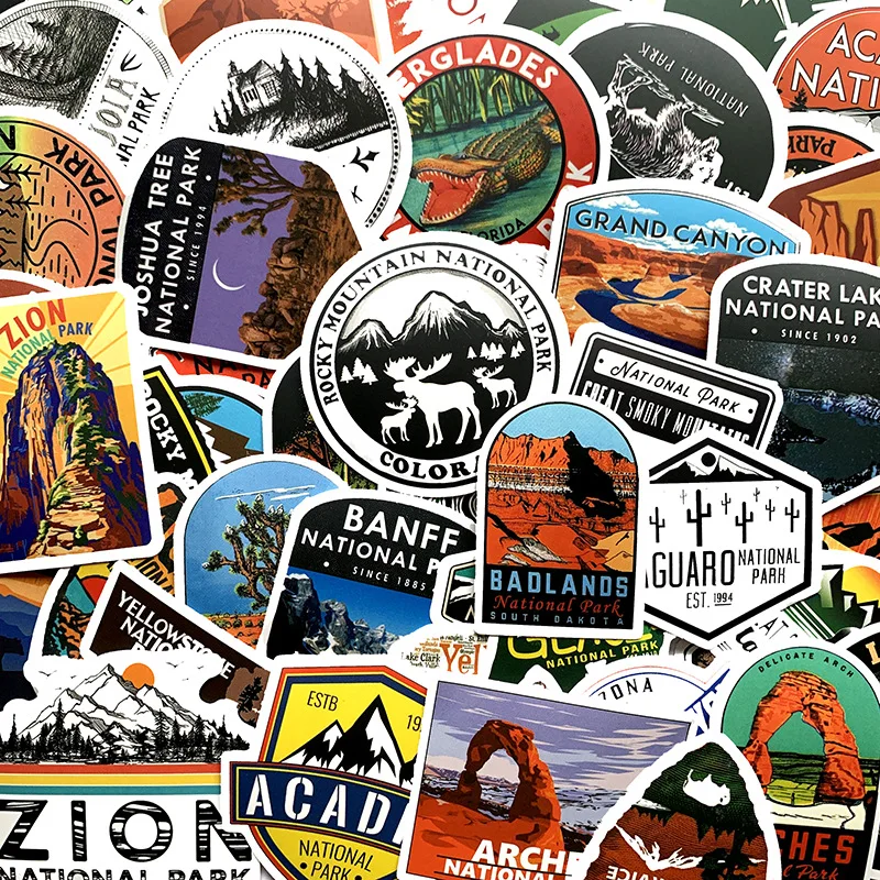 10/30/50PCS National Park Zoo Icon Stickers for Waterproof Decal Laptop Motorcycle Luggage Snowboard Fridge Phone Car,wall stickers