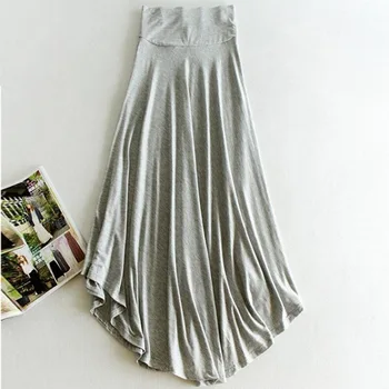 

2020 summer new modal loose large size skirt women's big swing long skirt high waist was thin A-line skirt Red