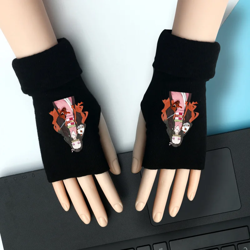 7 Вязаные перчатки Kimetsu No Yaiba Demon Slayer Nezuko Tanjirou, хлопковые теплые рукавицы на запястье, аксессуары для косплея, подарок на зиму - Цвет: 7