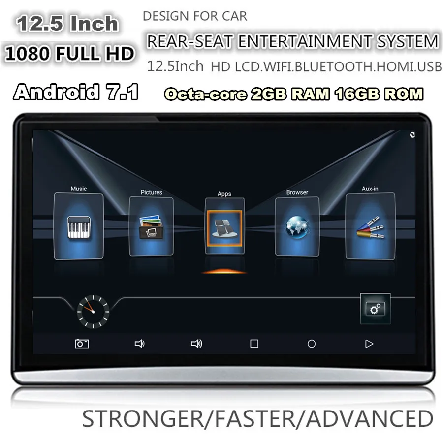 2 шт. X 12 5 дюйма Android 7 1 Автомобильный подголовник HD монитор заднего сиденья с