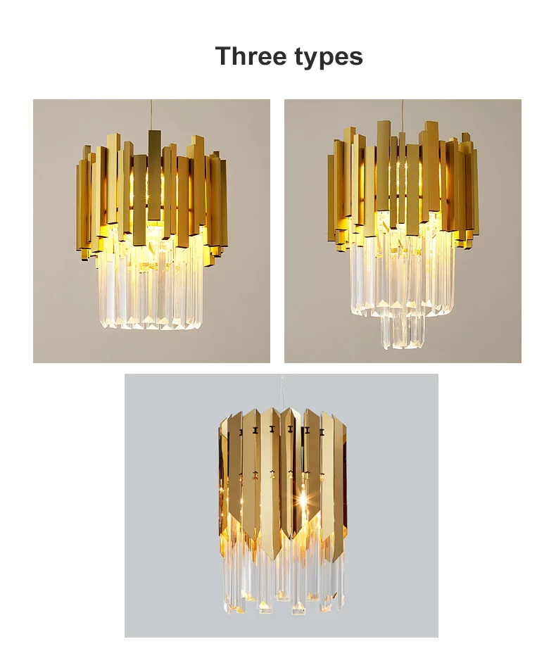 FKL Modern Crystal Golden Chandelier Light Luxury Bar Single Head Hanging Line Dining room Bedroom Small Chandelier shell chandelier