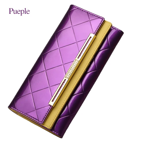 Purple JCPAL лакированная кожа Женский кошелек женский длинный клатч леди Walet Portomonee Rfid люксовый бренд сумка для денег для девочек Кошелек для монет - Цвет: Purple